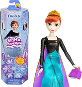 Mattel Disney The Ice Queen Anna Fashion Doll Set, Spin & Reveal cu 11 surprize, inclusiv 5 accesorii, 5 autocolante și o scenă pentru joacă, inspirat de filmul Disney, HXD27 Papusi Naty Shop Titlu implicit